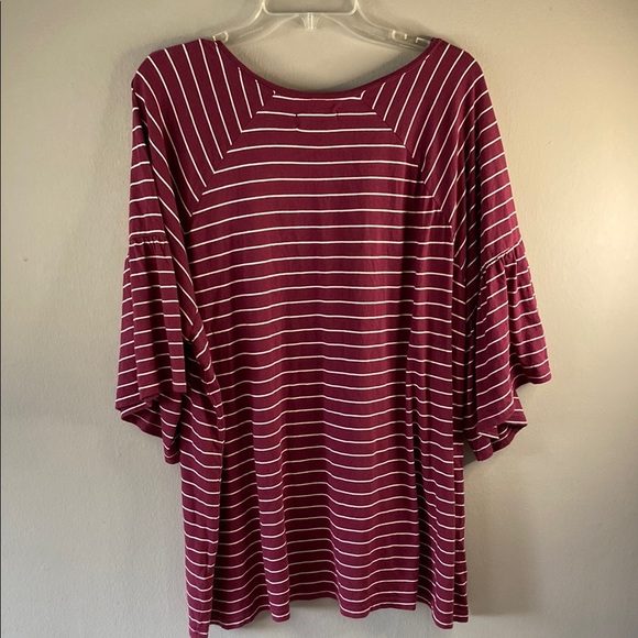 Chaps Burgundy Striped Blouse - Picture 7 of 12